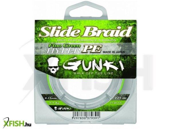 Gunki Slide Braid Fonott Zsinór Fluo Green 125m 0,08mm 6,6Kg
