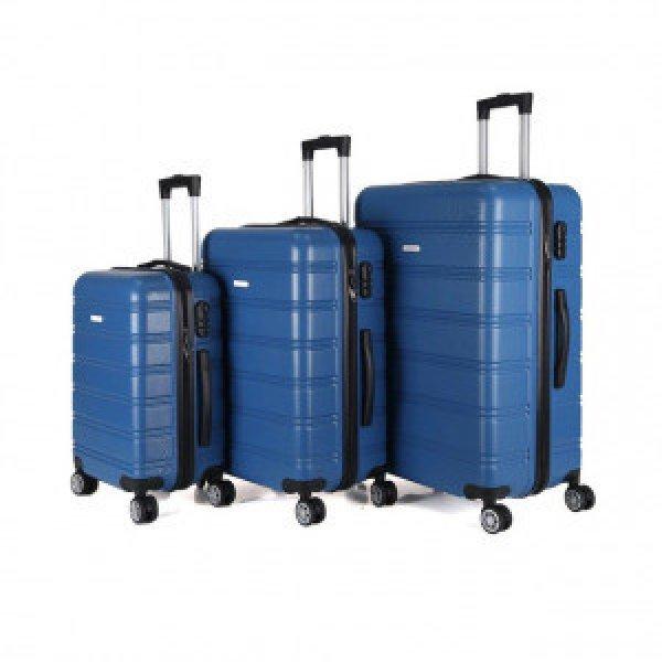Royalty Line 3 részes keményfalú bőrönd szett kék