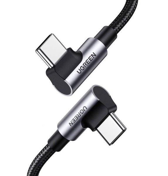 USB-C-USB-C kábel, ferde UGREEN US335, 5A, 100W, 1m (fekete)