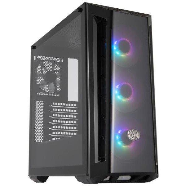 COOLER MASTER Ház Midi ATX MasterBox MB520 ARGB + 4db Ventilátor, Tápegység
nélkül, Üvegfalú, Fekete