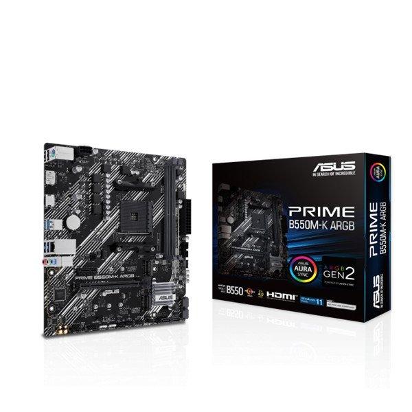 ASUS Alaplap AM4 PRIME B550M-K ARGB AMD B550, mATX
