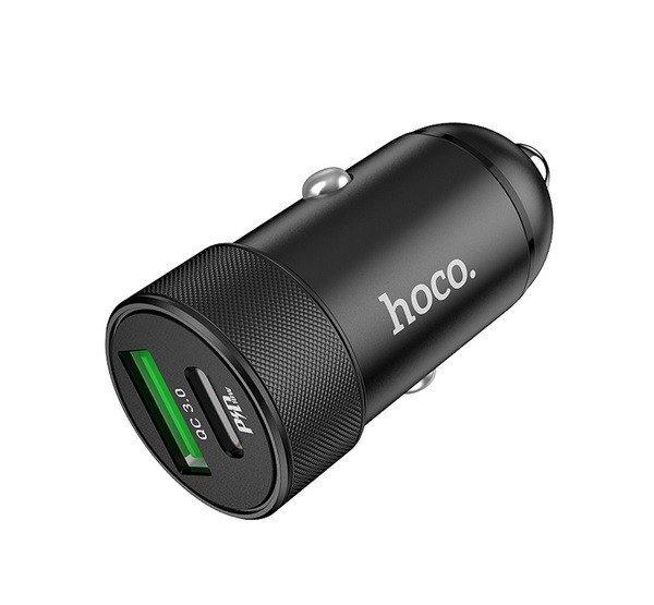 Hoco Z32B autós töltő, PD20W + USB QC3.0, fekete