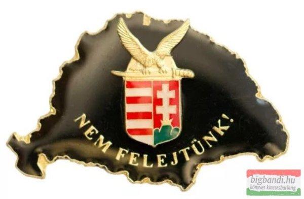 Kitűző - Nagy Magyarország, turulos címerrel, fekete - Nem felejtünk!