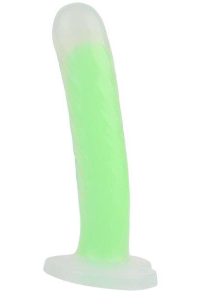 Világító dildó tapadókoronggal Green Radiation (17 cm)