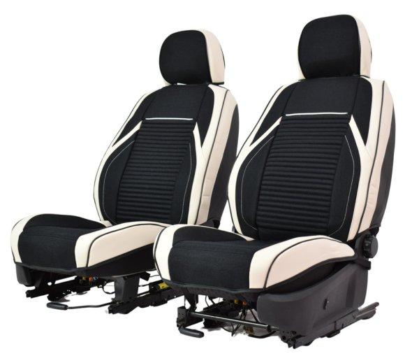 Hyundai I20 Flora Bőr/Szövet Méretezett Üléshuzat -Fehér/Fekete- 2 Első
Ülésre