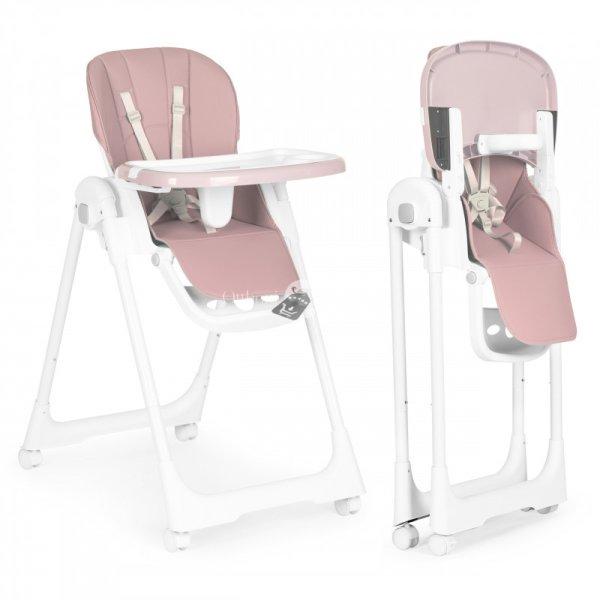 Magas szék, etetőszék, magasságállítható, öko-bőr pántok, dupla tálca
rózsaszín
