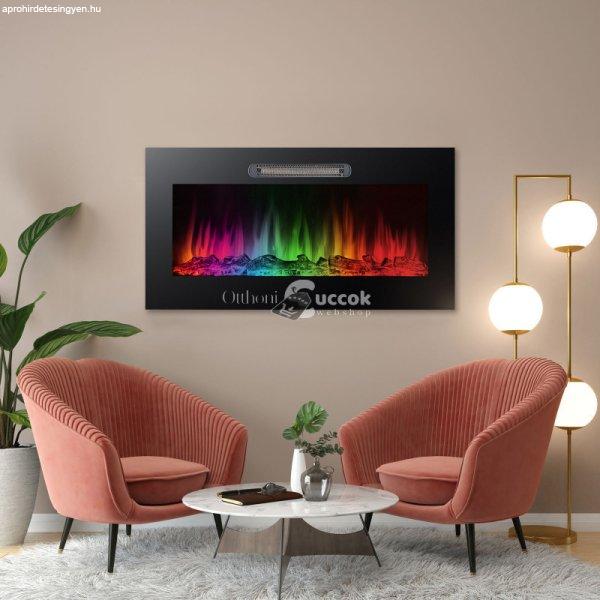Bewello Elektromos beépíthető kandalló - hősugárzó + RGB LED - 91 x 15 x
48 cm