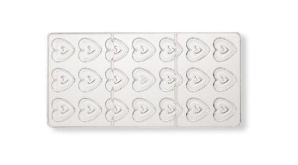 21 adagos szív alakú polikarbonát bonbon forma