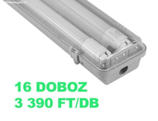 MasterLED 120 cm-es armatúra 2x18 W-os víztiszta fedéllel natúr fehér LED
fénycsövekkel 16 dobozos csomagár