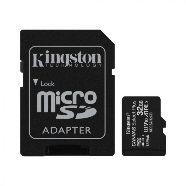 Kingston 32GB microSDHC Canvas Select Plus Class 10 100R A1 C10 Card +
adapterrel