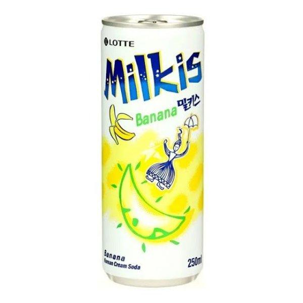 Lotte Milkis Soft Drink Banana banán ízű tejes szénsavas ital 250ml