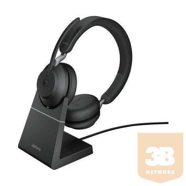 JABRA Fejhallgató - Evolve2 65 MS Teams Stereo Bluetooth Vezeték Nélküli,
Mikrofon + Töltő állomás