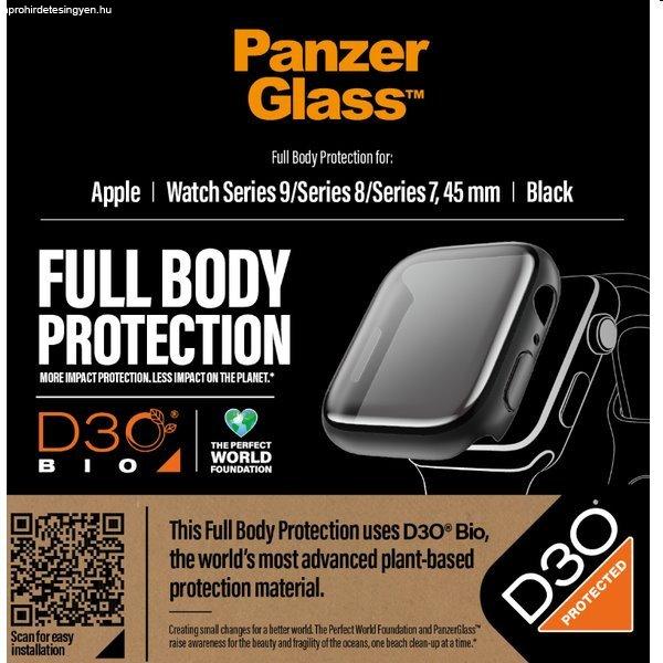 Full Body D3O PanzerGlass edzett üveg Apple Watch 9/8/7 45 mm számára, fekete