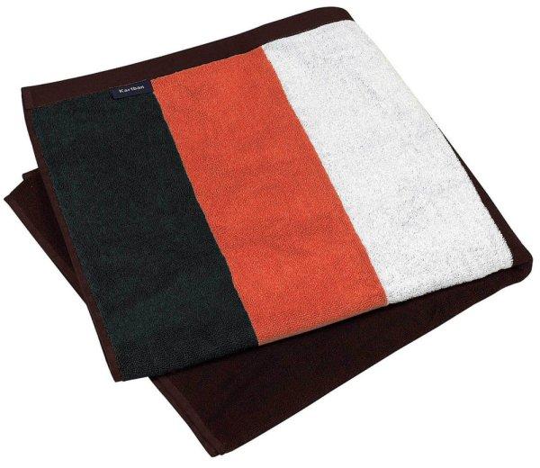 Uniszex csíkos pamut velur fürdő törölköző, Kariban KA121,
Black/Orange/White/Chocolate-90X180