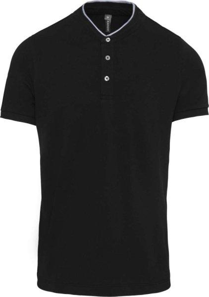 Férfi mandarin galléros rövid ujjú póló, Kariban KA223, Black/Oxford
Grey-S