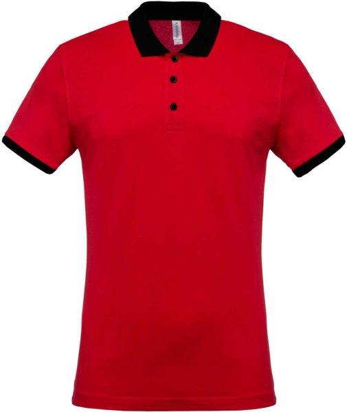 Férfi galléros piké póló, kontrasztos passzékkal, Kariban KA258,
Red/Black-S