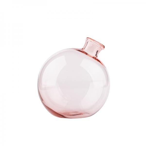 Üveg gömb váza, dekorációs kiegészítő, 1 literes, rózsaszín GY013