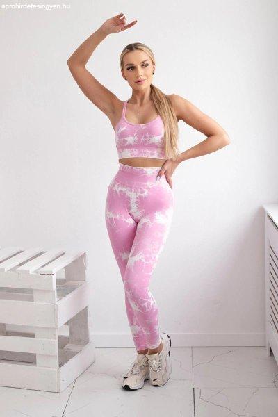 Sport felső szett pántokkal és push-up leggings 82378-as modell világos
rózsaszín+ecru