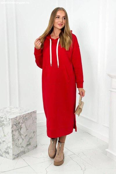 Hosszú szigetelt ruha kapucnival modell 9623 piros