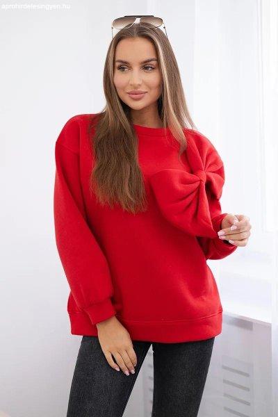 Meleg pamut pulóver nagy masnival 9797 piros modell