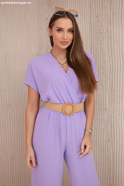 Elegáns jumpsuit dekoratív övvel, 5877-es modell, lila színben