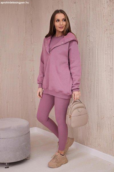 3 részes pulóver + felső + leggings szett 9446 old pink
