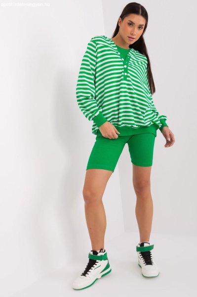 3 részes felső, pulóver és rövid leggings szett 82814 fehér+zöld modell