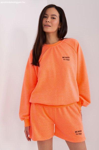 Rövid oversize pulóver és rövidnadrág szett 81321 neon narancssárga