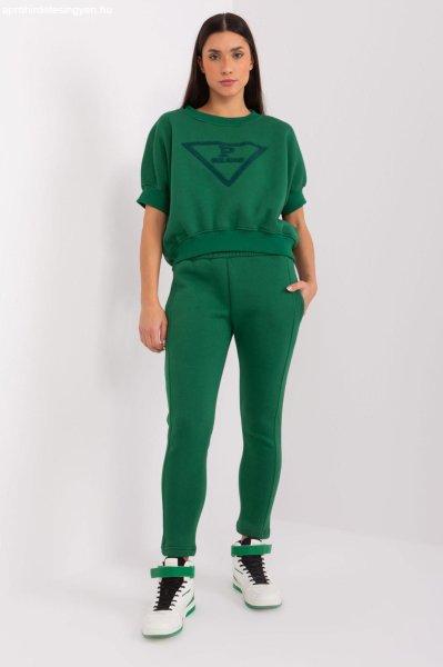 Hőszigetelt tréningruha szett pulóver folttal 78606 zöld modell