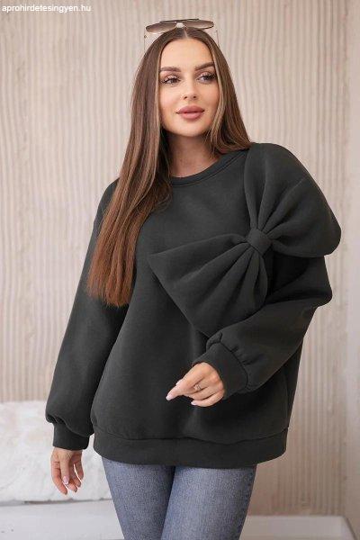 Hőszigetelt pulóver nagy masnival, R8711 modell, khaki színű