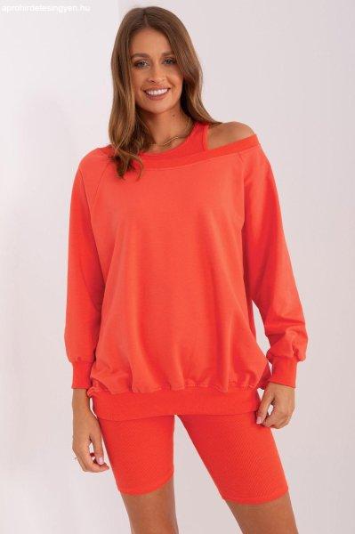 3 részes pulóver, crop top és rövid leggings szett 83411 narancssárga