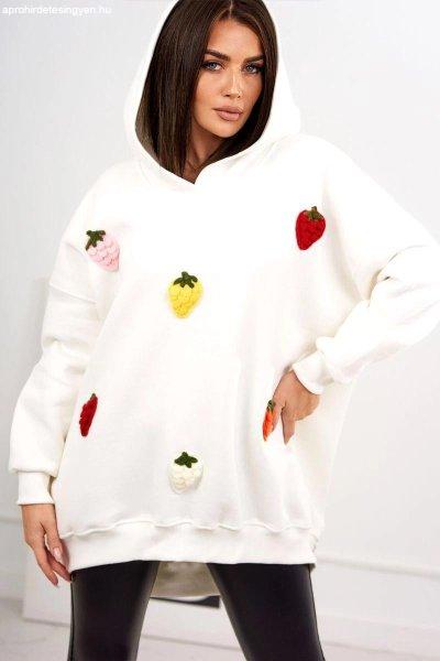 Hőszigetelt pulóver eper foltokkal, 9629-es modell, ekrü színű