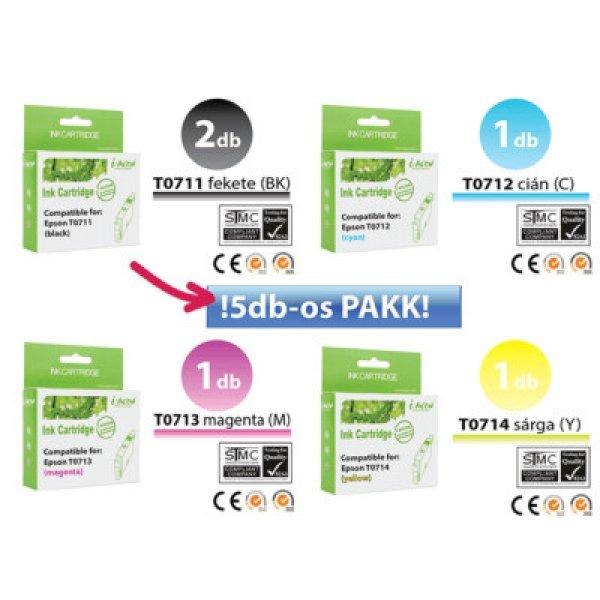 ►5db-os Epson -hoz T071x utángyártott tintapatron PAKK (T0715,TO715)
(≈2000oldal)