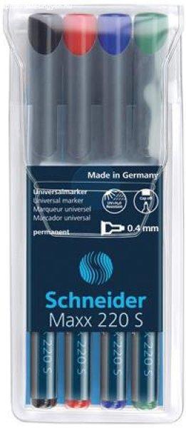 Alkoholos marker készlet, OHP, 0,4 mm, SCHNEIDER "Maxx 220 S", 4
különböző szín