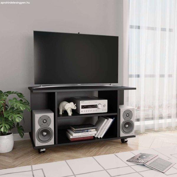 vidaXL fekete forgácslap TV-szekrény görgőkkel 80 x 40 x 40 cm