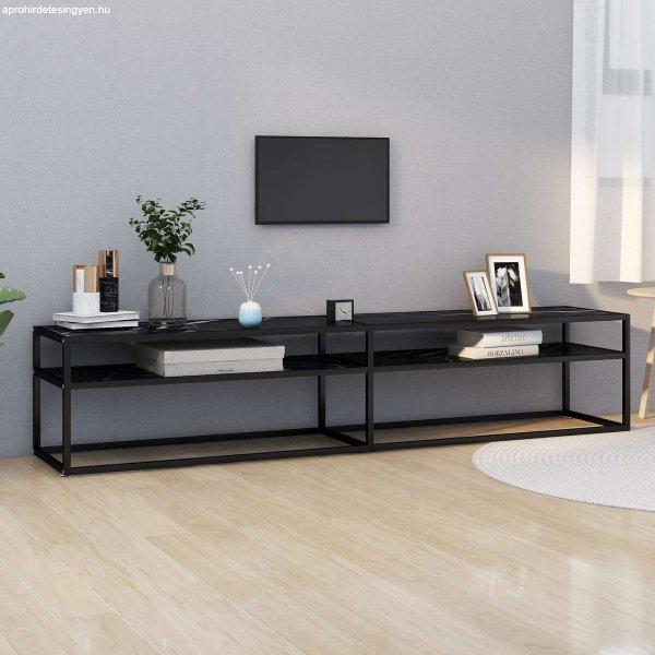vidaXL fekete márvány színű edzett üveg TV-szekrény 200 x 40 x 40,5 cm
