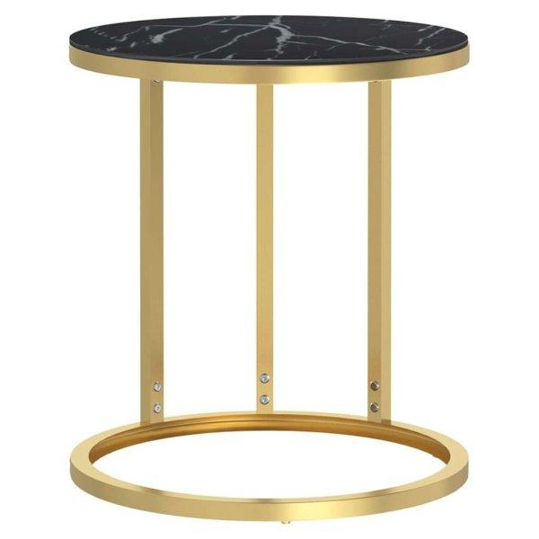 Arany és fekete márvány edzett üveg kisasztal 45 cm