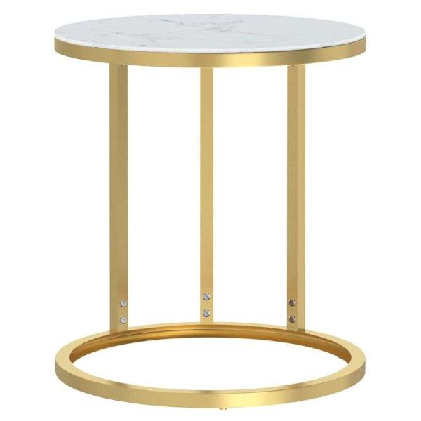 Arany és fehér márvány edzett üveg kisasztal 45 cm