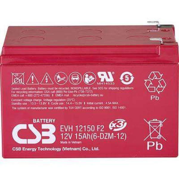 CSB Battery EVH 12150 EVH12150X3 Ólomakku 12 V 15 Ah Ólom-vlies (AGM) (Sz x Ma
x Mé) 151 x 102 x 98 mm 6,35 mm-es laposérintkezős dugó ...