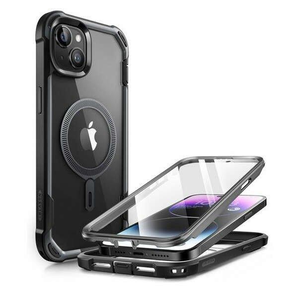 Apple iPhone 15, Műanyag hátlap védőtok (elő- és hátlapi) + Tempered
Glass (edzett üveg), közepesen ütésálló, Magsafe kompatibilis, SupCase
IBLSN Mag Clear, átlátszó/fekete