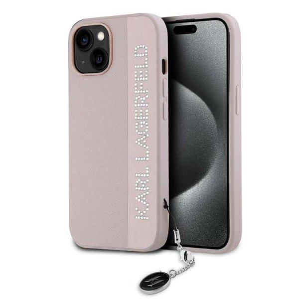 Telefontok iPhone 15 - Karl Lagerfeld - Rosegold strasszköves hátlap tok
