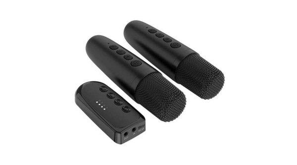 Vezeték nélküli Bluetooth 5.3 Karaoke mikrofon szett multifunkciós vezérlő
egységgel, két mikrofonnal, audio ki- és bemenettel, 6 hangeffekt