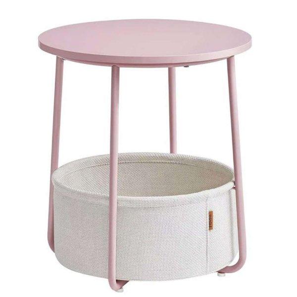 Kerek asztal, kis dohányzóasztal, pasztell rózsaszín