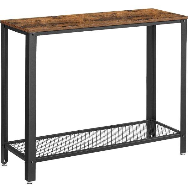 VASAGLE Bejárati asztal, fém keret fa munkalappal, ipari, 102x35x80cm,
rusztikus barna és fekete