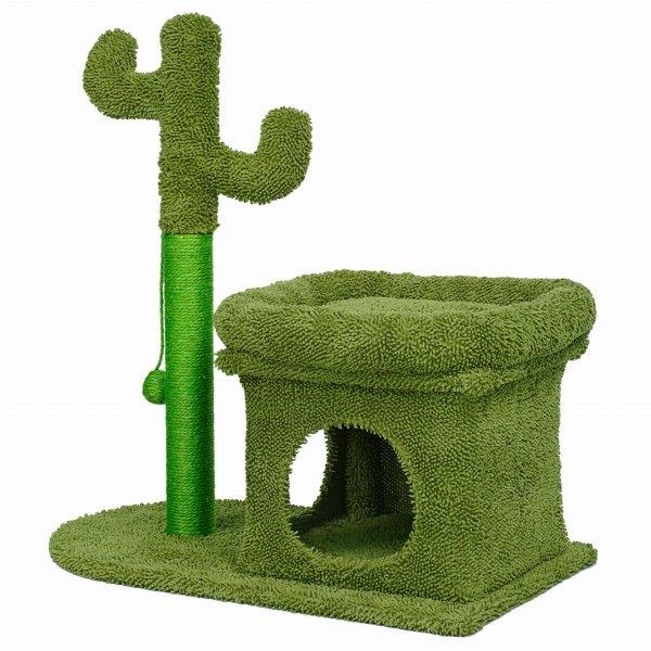 Játszókészlet macskáknak, kaktusz modell, bújócska, ágy, 63x40x72cm,
zöld