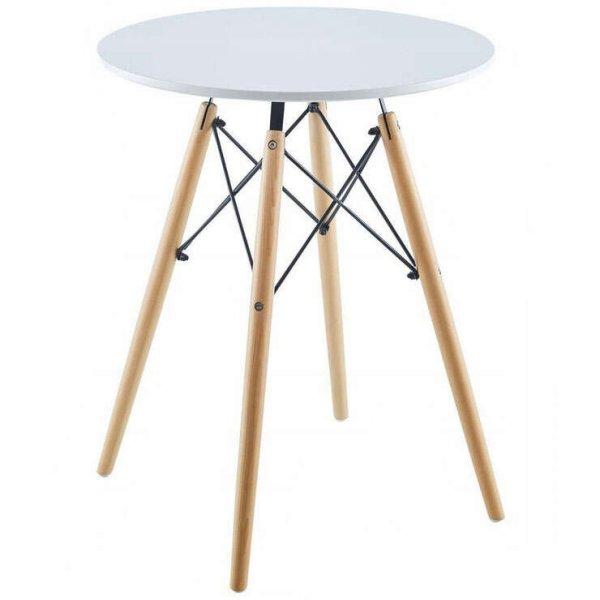 Kerek asztal nappaliba, skandináv design, 60cm átmérőjű, fehér