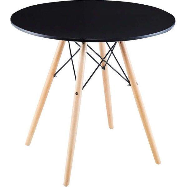 Kerek asztal nappaliba, skandináv design, átmérője 60cm, fekete