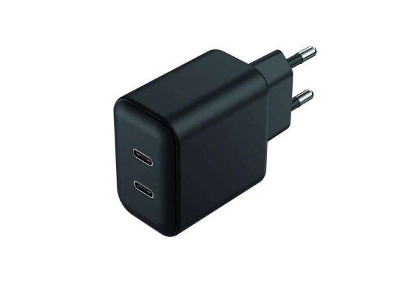 2GO 797386 2x USB-C Hálózati töltő - Fekete (3000mAh)