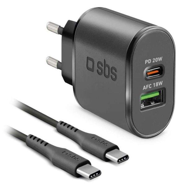 SBS TEKITTRPDCCK 1x USB Type-C / 1x USB Type-A Hálózati töltő + 1x USB
Type-C kábel - Fekete (20W)