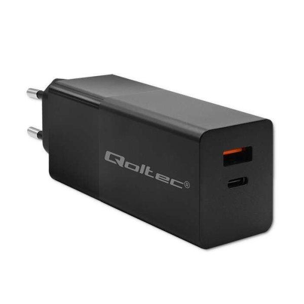Qoltec 52382 Power Pro 1x USB Type-C / 1x USB Type-A GaN Hálózati töltő -
Fekete (100W)